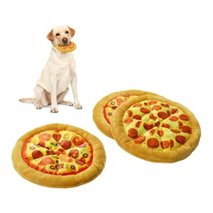 2024 New Design Pet Accessories Durable Plush Polyester Stain Resistant Pizza Shape Cat Pet Chew Toys