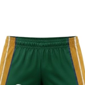 Unisex Green Gold Sublimated Netball Shorts Polyester <b>Athletic</b> Team Sports Wear Lightweight Training Match Clothing - Product Image 5
