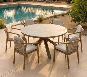 Luxury Outdoor <b>Round</b> Dining Set Premium <b>Patio</b> Furniture for Villa Resort Poolside and Garden Living Space - Product Image 1