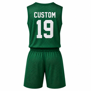Forest Green Mesh Basketball Uniform Reversible Training Jersey & <b>Shorts</b> Set - Product Image 2