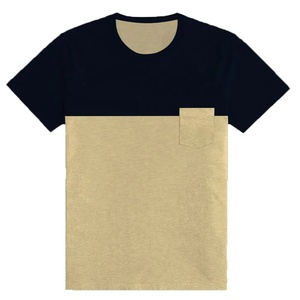 Nueva Camiseta de Cuello Redondo para Hombre con Bloques de Color, Manga Corta, Corte Regular, 100% Algodón Tejido, Estilo Casual, Diseño con Bolsillo y Ribete en Contraste - Product Image 1