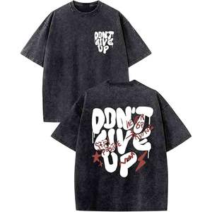 Camisetas Oversize para Hombre, Estampadas Vintage, Estilo Urbano, Lavado Ácido, con Estampado de Letras Positivas, Tops de Algodón - Product Image 1