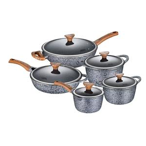 Ensemble de plats à gratin modernistes en céramique avec couvercle en verre et poignée en bois, idéal pour les repas quotidiens et les occasions spéciales - Product Image 1