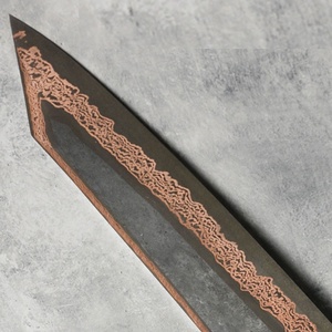 Couteau à découper et à trancher en cuivre à motif Damas avec élégante poignée noire, outil de cuisine professionnel pour la viande et les légumes - Product Image 5