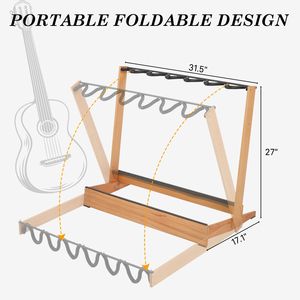 Supporto Pieghevole per Chitarra in Legno e Metallo per Chitarre Elettriche, Acustiche e Basso, Salvaspazio per Casa e Studio - Product Image 2