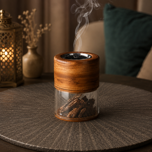 Brûleur à Bakhoor en Bois d'Acacia Finition Polie, Porte-Encens Arabe Moderne, Encensoir à Charbon Mabkhara, Décoration d'Intérieur, Cadeau Islamique pour le Ramadan - Product Image 3