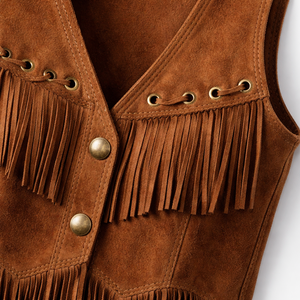 Wholesale Custom Brown <b>Suede</b> Fringe Vest for Women - Factory Direct Supplier of Premium <b>Jackets</b> - Product Image 4