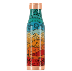 Copper <b>Water</b> Bottle Multicolored Printed Design Bohemian Art Tribal Pattern Metal Flask Leakproof Jointless <b>Container</b> - Product Image 1