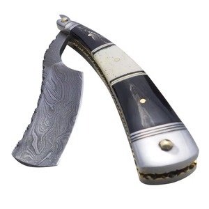 Damascus Steel Straight Razor Real <b>Bone</b> <b>Handle</b> Hand Forged Barber Shaving <b>Knife</b> Classic Cut Throat Razor Men Grooming Gift - Product Image 5