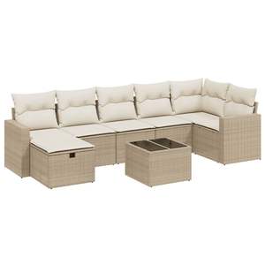 Conjunto de Sofás Modulares Grandes de Ratán Sintético Beige para Jardín, Muebles de Jardín Modulares Cómodos - Product Image 2