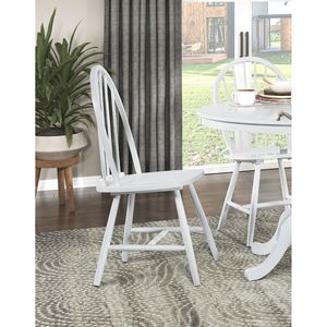 Set da Pranzo Stile Fattoria 5 Pezzi con 4 Sedie Windsor, Finitura Bianca, Mobili in Legno per Sala da Pranzo/Cucina/Camera da Letto - Product Image 3