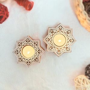 Handmade Wooden <b>Tea</b> Light Candle Holder Star Shaped T Light <b>Stand</b> Laser Cut Home Decor for Christmas Wedding - Product Image 3