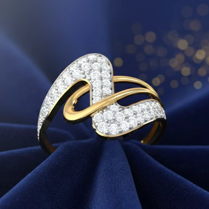 Bague géométrique dorée moderne à motif tourbillonnant pour fiançailles et occasions spéciales - Product Image 1