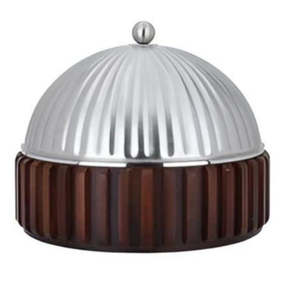 Casserole isotherme à double paroi en acier inoxydable de qualité supérieure avec base en bois nervuré, bol de service de qualité alimentaire pour la maison - Product Image 1