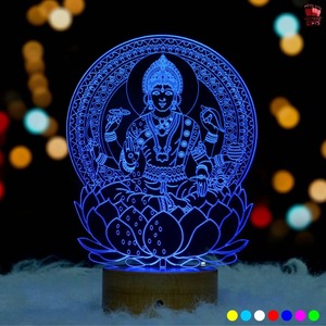 Lampe de nuit LED 3D en acrylique DhanLaxmi de qualité supérieure, lumière décorative religieuse pour la maison, le temple, la salle de prière, la chambre à coucher et les moments spirituels - Product Image 5