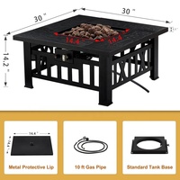 Table extérieure carrée de foyer de gaz propane d'extérieur de nouveau design pour le patio de jardin