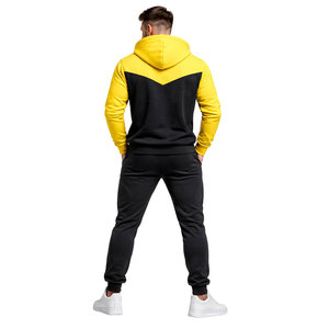 Conjunto Deportivo para Hombre en Amarillo y Negro con Contraste, Sudadera con Capucha y Cierre Completo, Pantalones Jogger, Corte Ajustado, Informal, para Gimnasio - Product Image 5