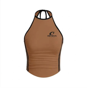 Tops Cortos de Mujer Personalizados en Color, de Spandex/Poliéster, Ecológicos, Transpirables, de Secado Rápido, Tejidos, con Cintas, Estilo Casual - Product Image 2