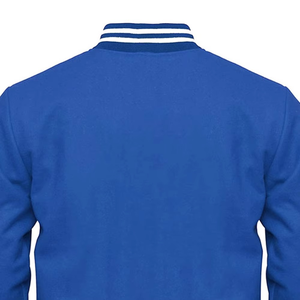 Veste universitaire bleu royal pour homme, style preppy, col rabattu, fermeture éclair, coupe classique, couleur unie, matière polyester - Product Image 6