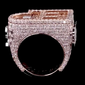 Classic <b>Silver</b> Moissanite Round Brilliant Cut Bezel Setting Hip Hop Style Luxury Bridal Anniversary <b>Ring</b> for Women <b>Men</b> - Product Image 3