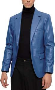 Veste Trench en Cuir Véritable Noir pour Hommes, Vente en Gros, Design de Créateur, Fermeture à Double Boutonnage et Ceinture, Une Poche Supplémentaire - Product Image 3