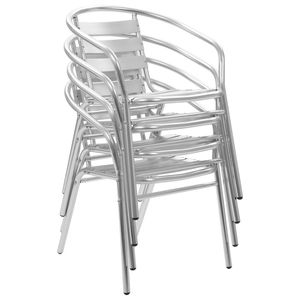 Juego de 4 Sillas Apilables de Aluminio Plateado para Patio, Tamaño Estándar - Product Image 6