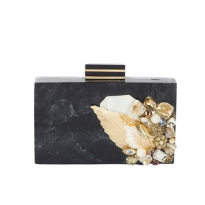 Bolso de Noche de Resina con Apariencia de Mármol Ecológico de Lujo 2020, Bolso de Mano para Fiesta con Pedrería, por MULTI CRAFT - Product Image 5