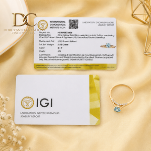 Bijoux de luxe certifiés IGI pour femmes, bague de fiançailles en or jaune massif 14 carats, diamant cultivé en laboratoire et Yag Paraiba bleu cultivé en laboratoire - Product Image 5