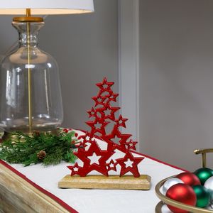 Ornement de table de Noël en métal et bois de style ferme pour des arrangements décoratifs rustiques de fêtes - Product Image 1