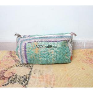 Eco-Friendly Lightweight Multi-Function Daily Use for Bag Cotton Kantha Fabric Tassel Zipper Closure Indian Handmade Cosmetic - Product Image 6