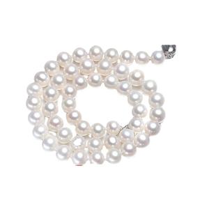 Collier de perles d'eau douce sans pépins de 8-9 mm avec fermoir argenté, forte brillance, petites imperfections - Meilleure chaîne complète pour la fête des mères - Product Image 2