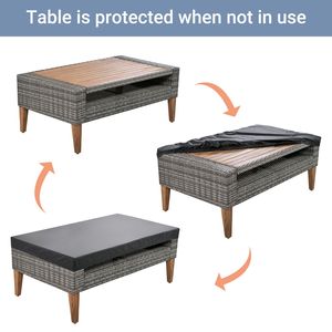 6-Piece All-Weather PE Wicker Outdoor <b>Rattan</b> <b>Sofa</b> Set with Double Cushions and Wood Legs Wood Table for Gardens - Product Image 5