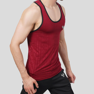 Men's <b>Red</b> O-Neck Knitted <b>Tank</b> <b>Top</b> 100% Cotton Eco-Friendly Breathable Quick Dry Sporty Style Solid Color - Product Image 4