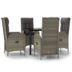 Ensemble de salle à manger de jardin en rotin gris 4 places, résistant aux intempéries, mobilier d'extérieur au design contemporain - Product Image 2