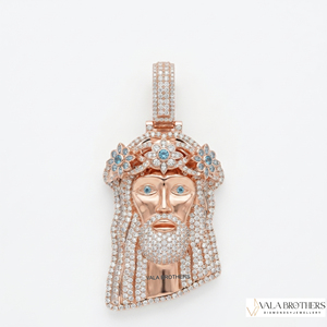 VALA BROTHERS Colgante de Cruz de Moissanita Personalizado con Baño de Oro Rosa y Detalles de Diamantes, Amuleto Religioso Estilo Hip Hop HH-26 para Fiesta - Product Image 1
