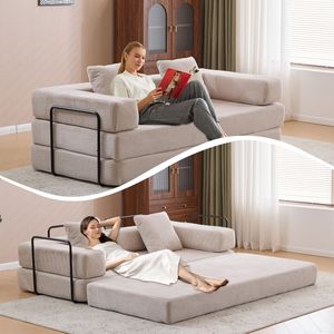 Divano Letto Convertibile Comodo con Supporto Lombare a Cuscino e Braccioli, Futon Lounge Sleeper C-Product - Product Image 6