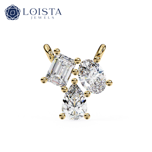 LOISTA Women's White Gold Diamond Pendant Necklace Emerald Cut Round Brilliant GIA Certified Classic Style - Product Image 4