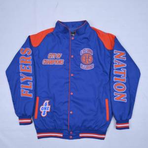 แจ็คเก็ตวาร์ซิตี้ผ้าซาตินสีน้ำเงินคอร์นฟลาวเวอร์สำหรับผู้ชาย ขายส่ง น้ำหนักเบา สไตล์เบสบอล บอมเบอร์  แบบกำหนดเองได้  ชุดคลุมสำหรับวิทยาลัย ปักลายด้านหน้า - Product Image 4