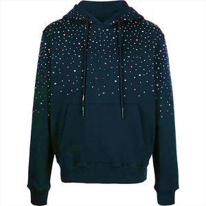 เสื้อฮู้ดประดับเพชร พิมพ์โลโก้คุณภาพสูง ซิปหน้า ประดับเพชรหลากสี รุ่นล่าสุด - Product Image 2