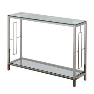 Table console industrielle en fer avec plateau en verre transparent, meuble d'appoint durable pour un style d'intérieur contemporain - Product Image 2