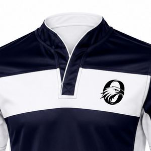 Maillot de rugby sublimé bleu marine et blanc à manches courtes, uniforme d'équipe rayé, chemise de sport, tenue d'entraînement athlétique - Product Image 6