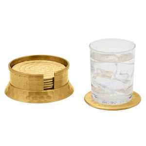 Decorative Iron Beverage <b>Coaster</b> Holder Set For Coffee Tables Durable Rustic Home Accent Accessory - Product Image 3