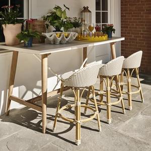 Tabouret de bar en rotin tissé à la main avec structure en cannage naturel et dossier rond confortable pour café, bistrot et îlot de cuisine - Product Image 3