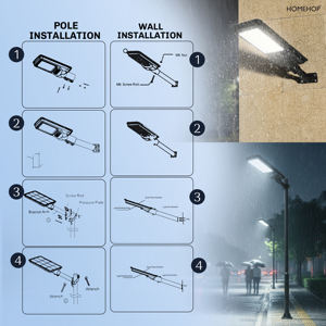 Farola Solar Todo en Uno Homehop de 50W con Sensor de Movimiento, Lámpara LED Automática para Jardín y Camino Exterior (Blanco Frío) - Product Image 4