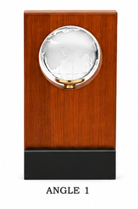 Trophée en bois avec base en bois et globe gravé modèle 1705 pour sports et jeux - Product Image 3