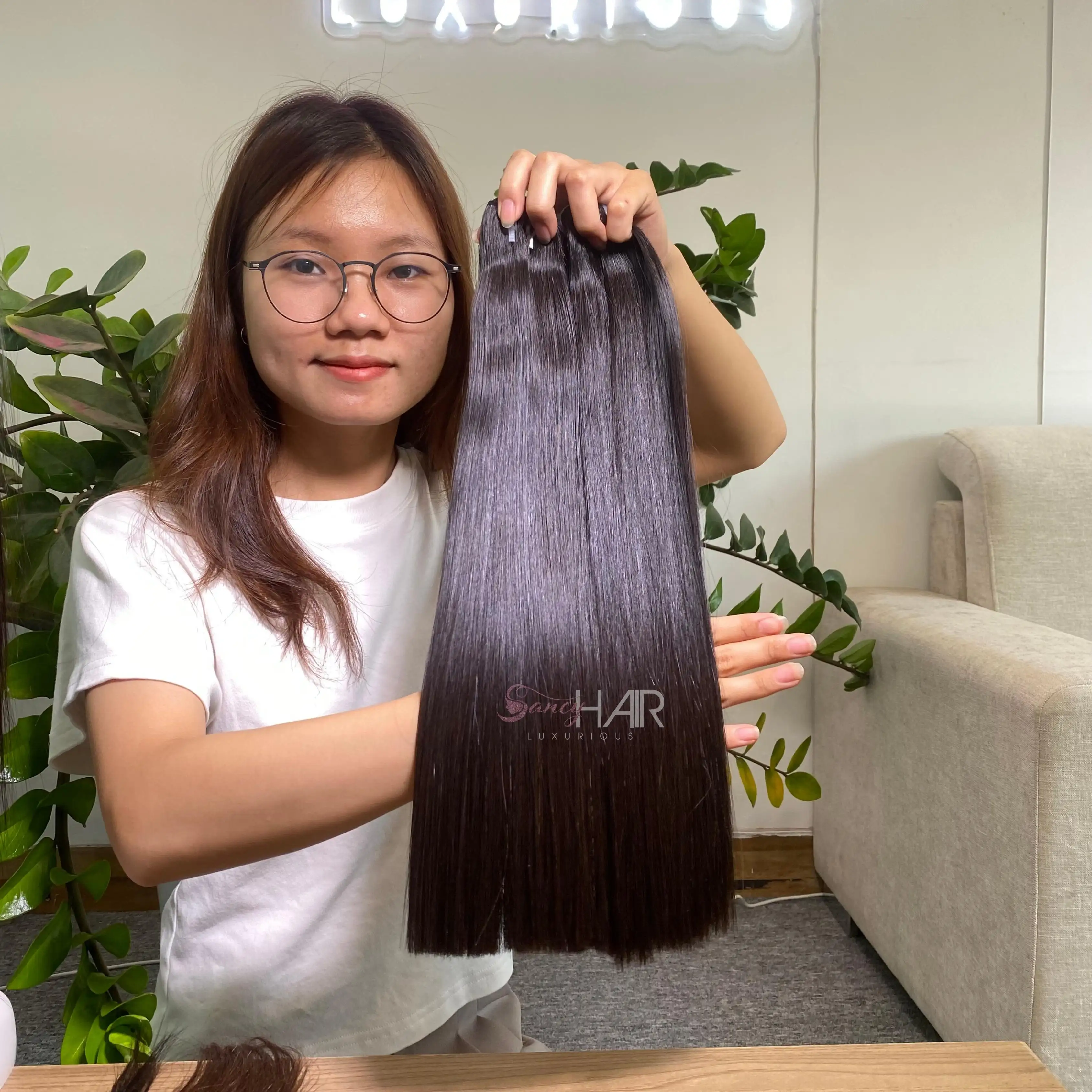 Großhändler Black Weft Hair Extensions , 100% rohes vietnam esisches Menschenhaar ohne keine Chemikalie direkt