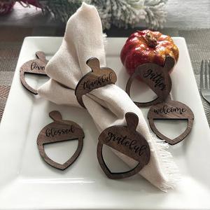 Anneaux de serviette en MDF découpés au laser pour la décoration de table lors d'événements, fêtes, mariages, noms personnalisés ici - Product Image 4
