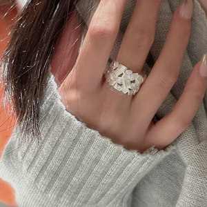 Gem Gem Engagement Children's S925 Sterling Silver Korean Style Niche Design Sense Matte Retro Line Ring Simple Heavy Industry - Product Image 5