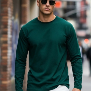 Camiseta de Lana Merino con Cuello Redondo, Informal, Personalizada, de Otoño y Primavera, de la Fábrica Solarwool, para Hombre - Product Image 1