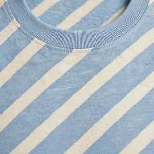 NEXTEX Unisex Diagonal <b>Stripe</b> <b>T</b> <b>Shirt</b> Sky Blue Soft Cotton Jersey Crew Neck Casual Tee - Product Image 5